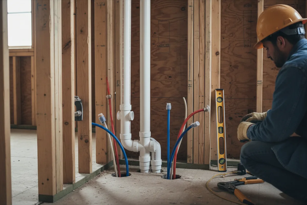 Drain and supply rough-in during Garbage Disposal Repair in Newbern