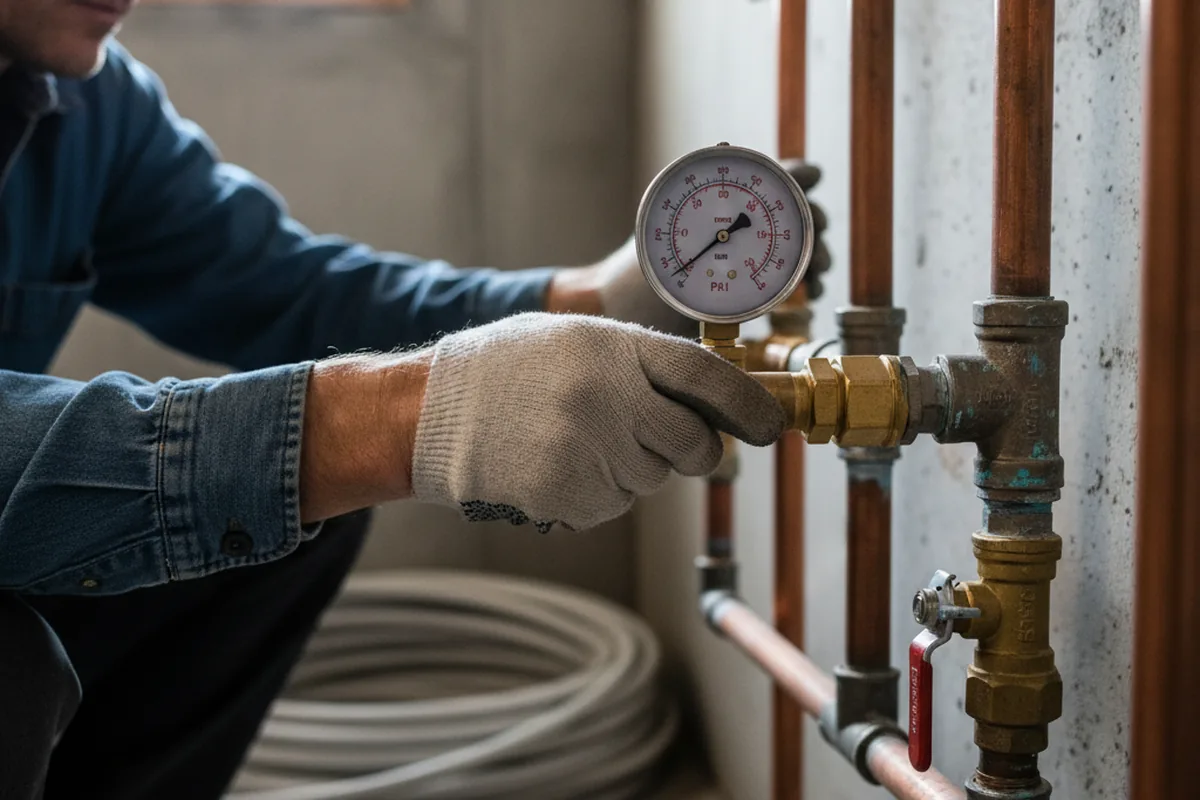 Pressure testing a repaired line during Water Line Repair in Newbern
